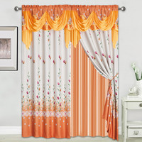 Rideau de fenêtre imprimé de collection de luxe avec support de cantonnière et dos d'attache pour la décoration intérieure pour la chambre à coucher salon salle à manger