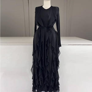 ラウンドネックフリルプリーツエレガントな女性のドレスブティック卸売2025夏新しいファッションデザイン - Product Image 2