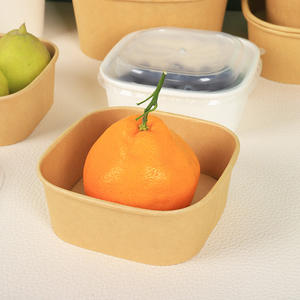 Bol rectangulaire jetable de haute qualité en papier kraft, de qualité alimentaire, anti-fuite et anti-graisse, pour sushis, salades et nouilles - Product Image 1