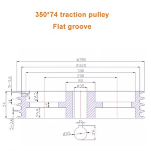 Polea de tracción multiacanal de 350 mm con 4 ranuras, material de aluminio para aplicaciones de trefilado, certificación OEM ISO9001 - Product Image 3