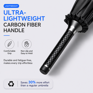 Luxury Carbon Fiber Light Manual Open UPF50 UV Protective Business Style 60mph <b>Windproof</b> Custom Straight <b>Umbrella</b> With Logo - Product Image 3
