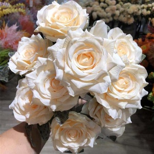 Ramos de <span class=keywords><strong>flores</strong></span> artificiales de seda blanca para boda, 9 cabezas, rosas, precio mayorista de fábrica, para decoración del hogar - Product Image 4