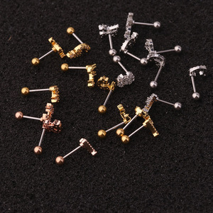 Nhỏ 18K Vàng Thư Bông Tai 925 Bạc CZ Thư Rose Gold Ban Đầu Bông Tai Đồ Trang Sức - Product Image 6