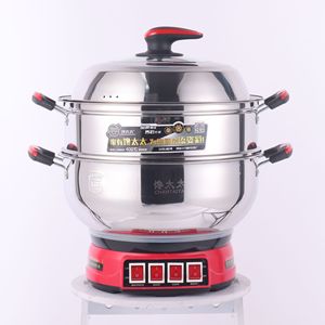 Chantaitai Stainless Steel Electric Hot Pot 36 Cm Multi Functional Steamer With Lid And Cooking Functions - Product Image 1