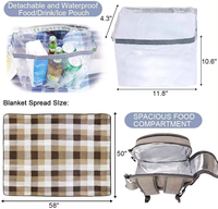 Sac à dos isotherme réutilisable pour pique-nique, tendance estivale, avec compartiment pour 4 personnes, porte-bouteilles/porte-vin détachable, couverture et assiettes