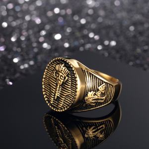 Wholesale Unisex Pharaoh <b>Ring</b> Signet Stainless Steel Egyptian <b>Statement</b> Jewelry Mens Womens Punk Inlay Engagement Gift Party - Product Image 3