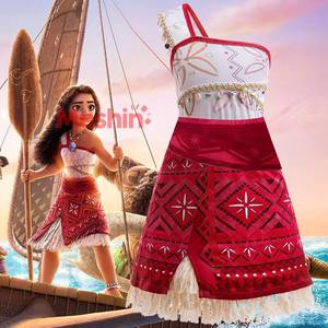 Costume de cosplay Maui du film Moana pour filles, robe de princesse pour fête de carnaval avec collier - Product Image 1