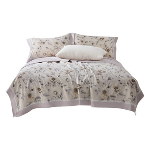 Juego de Ropa de Cama de Algodón Modal y Lino de 1.8m con Estampado de Flores, Transpirable y de Lujo, Juego de Cuatro Piezas - Product Image 4