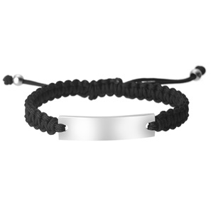 Bracelet ajustable personnalisé en acier inoxydable pour femme, avec breloque rouge et noire, design barre gravée, idéal pour le quotidien - Product Image 2