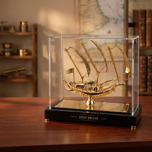 Handcrafted Brass Sailboat <b>Nautical</b> Decorative Model Maritime Sculpture For Tabletop Home Office Coastal <b>Decor</b> And Gift - Product Image 3