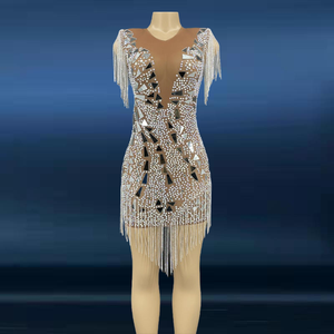 Abbigliamento Femminile di Qualità, Elegante Abito da Donna 2022 con Paillettes e Frange, Vestito da Festa Patchwork, Vestidos De Fiesta Largos Elegantes <span class=keywords><strong>Y</strong></span> - Product Image 1