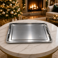 Plateau rectangulaire en acier inoxydable 410, plateau de service en métal, plateau de cuisson pour la cuisine, pour restaurant et usage domestique
