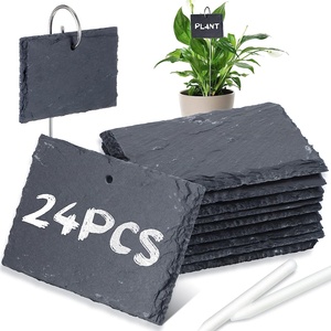 Étiquettes de plantes en <span class=keywords><strong>ardoise</strong></span> naturelle réutilisables et résistantes aux intempéries personnalisables étiquettes suspendues tige en métal pots de lit de fleurs de jardin jardinières herbe usagée - Product Image 2