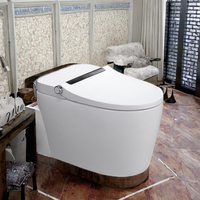 honajo Homedec Toilette intelligente de luxe à chasse automatique, sans bride, allongée, en céramique, avec chasse d'eau par siphon et siège chauffant intelligent