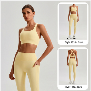 Soutien-gorge de <span class=keywords><strong>sport</strong></span> pour <span class=keywords><strong>femme</strong></span> avec logo personnalisé, dos croisé, pour entraînement et yoga - Product Image 2