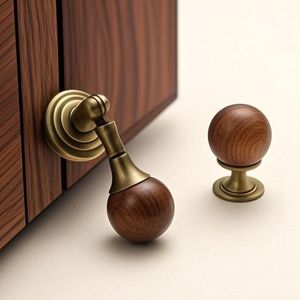 Puxador de Gaveta Redondo de Liga de Zinco Estilo Francês para Montagem em Superfície, Maçaneta de Porta em Bronze Vintage, Estilo Meio Século - Product Image 1