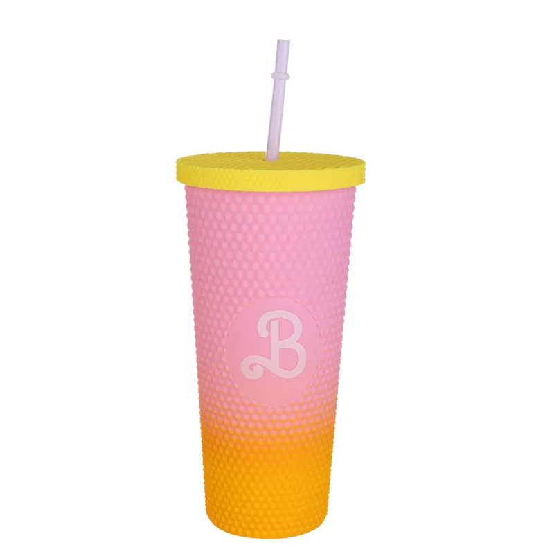 Colorful Studded Double Wall Insulated Cup Studded Tumbler with Lid With Lid And Straw Plastic Durian Diamond Radiant Cups
