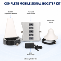 Amplificateur de signal de téléphone portable à cinq bandes 850 900 1800 2100 2600 MHz, répéteur CDMA GSM DCS 3G avec antennes log-périodiques et de plafond