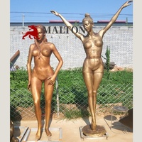 Sculpture décorative en bronze de danseuse de ballet nue avec fontaine musicale