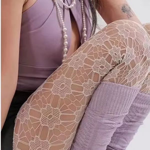 Femmes chaudes fleur diamant maille bas Vintage fleur diamant Jacquard résille collants collants - Product Image 6