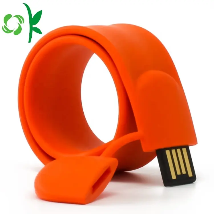 OKSILICONE 100% Eco Friendly personalizzato in Silicone Slap bracciale USB Flash drive Slap braccialetto braccialetto