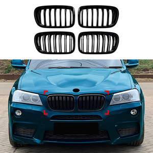 Rejilla Delantera Negra de Plástico ABS para BMW X3 F25, Reemplazo para Parachoques Delantero 2011-2013, Estilo de Una o Dos Líneas - Product Image 1