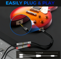 Câble adaptateur Y 6,35 mm vers double RCA, stéréo TRS mâle vers 2 RCA femelle pour amplificateur et guitare