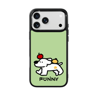 Coque de téléphone AG Feeling Black Edge avec motif Punny Dogt doré pour iPhone 17, 17 Pro Max, 16 Pro, 15, 15 Pro Max – Coque magnétique