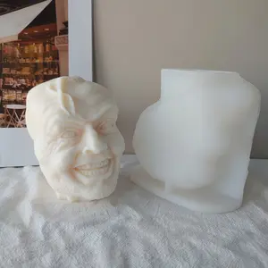 J1199 Handmade Library Bücherregal Bücherregal Ornament Skulptur Buchs tütze Silikon form Johnny Funny Face Bust Candle Mould