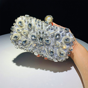 Pochette carrée de luxe tendance en cristal <span class=keywords><strong>pour</strong></span> mariages et soirées, sacs à perles ornés de strass et de diamants avec décorations de perles - Product Image 6