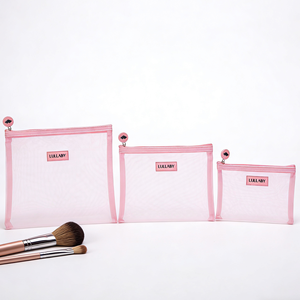 <span class=keywords><strong>Bolsa</strong></span> <span class=keywords><strong>de</strong></span> Maquillaje <span class=keywords><strong>de</strong></span> Malla <span class=keywords><strong>de</strong></span> Nailon Rosa Bebé con Logotipo Personalizado, <span class=keywords><strong>Bolsa</strong></span> <span class=keywords><strong>de</strong></span> Cosméticos con Cremallera <span class=keywords><strong>de</strong></span> Silicona - Product Image 3