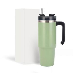 Wholesale Customized Good Quality 20oz 30oz Coffee Cup Powder Coated Stainless Steel Tumbler <b>Mug</b> in Bulk With Straw and Handle - Product Image 4