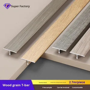 Tira de umbral en forma de T de diseño moderno, tira de borde de grano de madera de aleación de aluminio para piso y azulejo, costura plana incrustada para sala de estar - Product Image 3