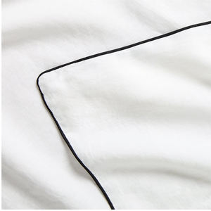 定制尺寸纯色欧洲亚麻材质床上用品套装枕套被套套装带镶边 - Product Image 4