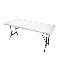 Table pliante d'extérieur traditionnelle rectangulaire légère, résistante à l'eau, en métal et fer, pour la plage, le parc, les pique-niques, les événements et les repas