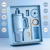 Gobelet isotherme OEM 40oz avec poignée, logo personnalisé, couvercle à clapet à ouverture rapide, finition peinture œil de chat, en acier inoxydable 304, tasse de voyage isolée sous vide