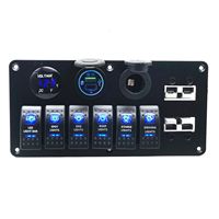 Panneau d'interrupteur à bascule 3 gangs encastré 50amp prise Anderson grise pour camion de bateau de camping-car de caravane