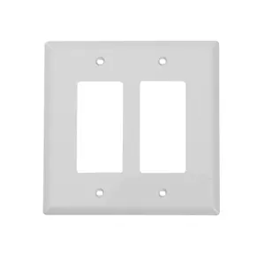 2-Gang Rectangular Decor Wall Plate, Midway Size(5.05 * 5.09 Inch) Outlet/Socket/Switch Cover, PC Plastic, White