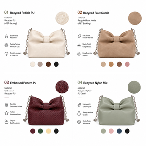 Sac à bandoulière pour femme avec logo personnalisé, nœud papillon, en cuir PU souple blanc crème, sac à chaîne, sac à main froncé sous <span class=keywords><strong>le</strong></span> bras, vente en gros - Product Image 3