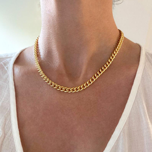 Nuovo Disegno 18K Placcato <span class=keywords><strong>Oro</strong></span> Dei Monili Della Catena In Acciaio Inox di Spessore Minimalista Chunky Curb Catena a maglia della <span class=keywords><strong>Collana</strong></span> per Le Donne - Product Image 2