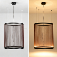 Lampe suspendue cylindrique en fer forgé tressé pour salle à manger, hall d'hôtel, villa, décoration intérieure