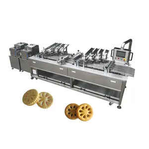 Four Lane Cream Biscuit Processing Machine Baking Equipment For Wafer cream filling in middle cookie sandwich Factory
