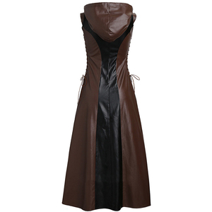 Disfraz de Arquera para Mujer con Capucha, Vestido Largo de Cuero Sintético sin Mangas, Disfraz Medieval para Adultos, Traje de Guerrero para Halloween - Product Image 4