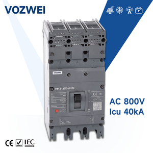 VOZWEI VM3-250HUM 3P 63A 80A 100A 125A 160A 180A 200A 225A 250A AC 800V 1000V 40kA 36.5kA 15kA Interruptor Automático <span class=keywords><strong>de</strong></span> Caja Moldeada (MCCB) - Product Image 1