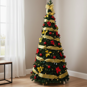 <span class=keywords><strong>Sapin</strong></span> <span class=keywords><strong>de</strong></span> <span class=keywords><strong>Noël</strong></span> pliable <span class=keywords><strong>pré</strong></span>-décoré en PVC <span class=keywords><strong>de</strong></span> haute qualité, écologique, avec base autoportante, lumières LED et décorations - Product Image 5