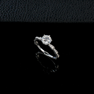 Bague en argent S925 avec diamant cultivé à taille ronde, bijoux élégants pour femmes C - Product Image 5