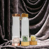 Bouteille d'eau en verre personnalisée écologique infusée de cristaux - Sans BPA, logo personnalisé, verre borosilicate de haute qualité pour une hydratation saine