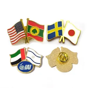 Металлические нагрудные булавки с логотипом на заказ, оптовая продажа, булавки с изображением канадского флага, булавки с двумя нагрудными флагами