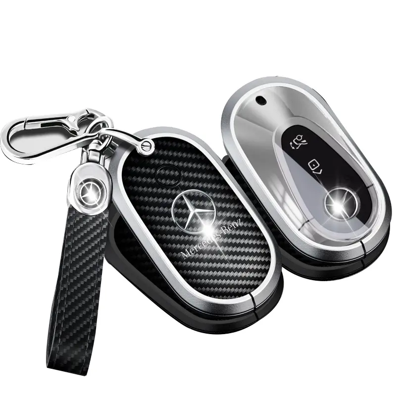 new product Car Key Cover with Leather Car Key Holder For Ortester Benz Car Key Case Styling Aluminum alloykey cover case