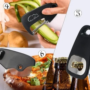 6pcs/set Kitchen Gadgets Set Cheese Bottle Opener <b>Vegetable</b> Peeler Pizza <b>Cutter</b> Garlic Grinder Herb Stripper Kitchen Accessories - Product Image 3